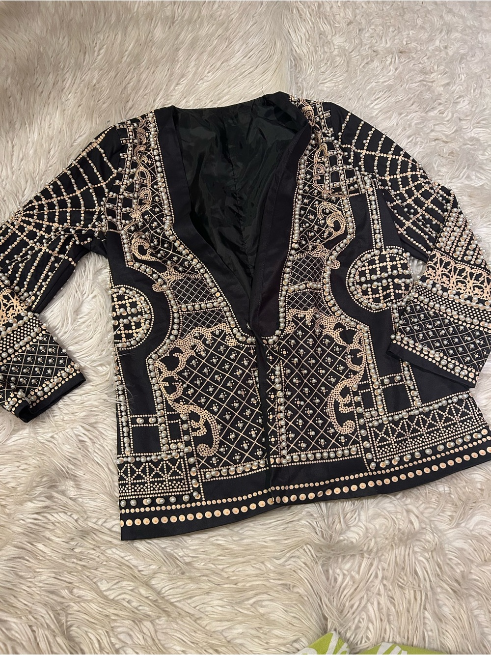 Embellished Black Jacket with Gold Beading